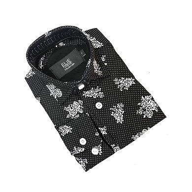 Elie Balleh Boys Slim Fit Floral Button-Down Short Sleeve Shirt