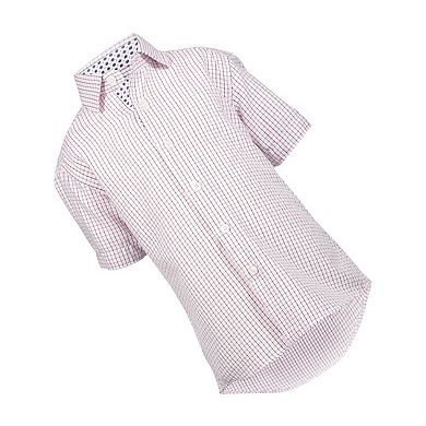 Elie Balleh Boys Slim Fit Plaid Short Sleeve Button-down Shirt