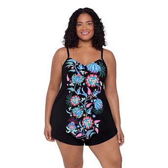 Plus Size Trimshaper V-Neck Tankini Swim Top
