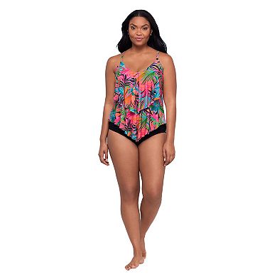 Women's Trimshaper Floral V-Neck Tankini Swim Top