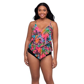 Women's Trimshaper Floral V-Neck Tankini Swim Top