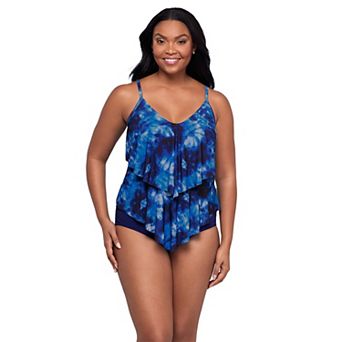 Women's Trimshaper Floral V-Neck Tankini Swim Top