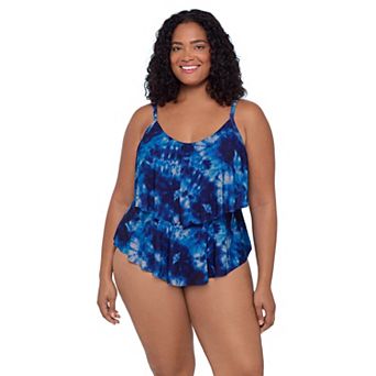 Plus Size Trimshaper Floral V-Neck Tankini Swim Top