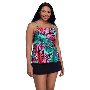 Women's Trimshaper Tropical Print Tankini Swim Top