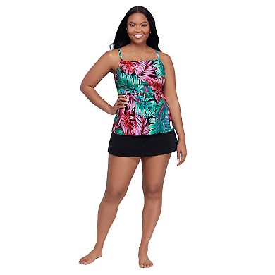 Women's Trimshaper Tropical Print Tankini Swim Top