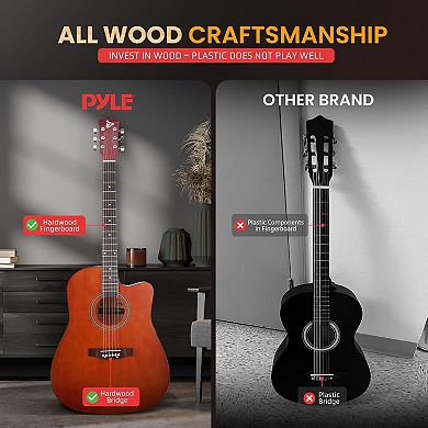Pyle 41 Full-Size Acoustic Guitar Set with Digital Tuner & Accessories PGSTGR007LB - Autumn Wood