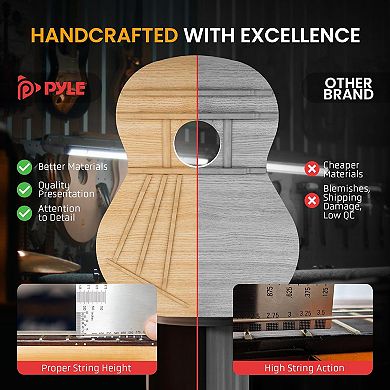 Pyle 41 Full-Size Acoustic Guitar Set with Digital Tuner & Accessories PGSTGR007LB - Autumn Wood