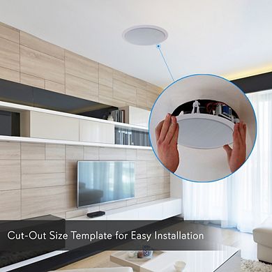 8” Ceiling Speaker 2-Way 70V Audio Stereo Subwoofer, Tweeter 600 Watts for Home Sound System White