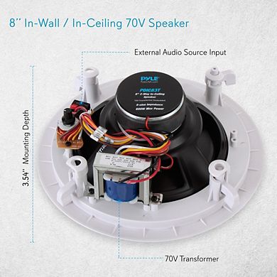 8” Ceiling Speaker 2-Way 70V Audio Stereo Subwoofer, Tweeter 600 Watts for Home Sound System White