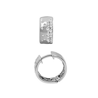 Jewelexcess Sterling Silver 1/2 Carat T.W. Diamond Cluster Hoop Earrings