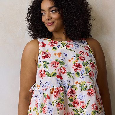 Plus Size LC Lauren Conrad Side Tie Peplum Tank Top