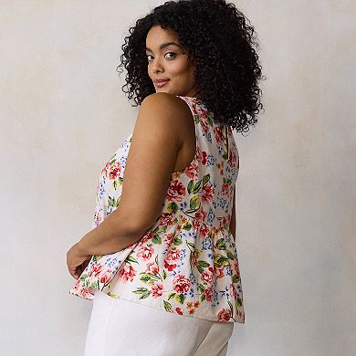 Plus Size LC Lauren Conrad Side Tie Peplum Tank Top