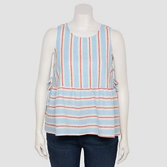 Plus Size LC Lauren Conrad Side Tie Peplum Tank Top