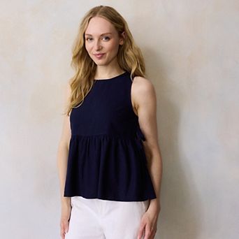 Petite LC Lauren Conrad Side Tie Peplum Tank Top