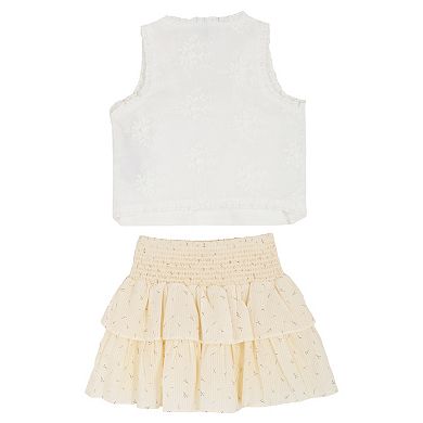 Girls 7-12 Tween Diva 3-pc. Floral Vest, Tiered Skort & Cami Set