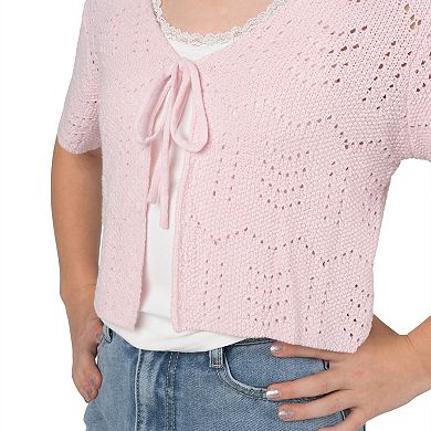 Girls 7-12 Tween Diva 3-pc. Short Sleeve Cardigan, Cami & Bow Denim Skort Set