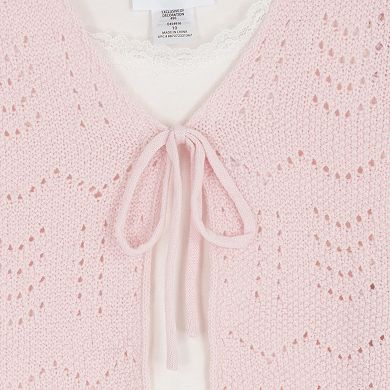 Girls 7-12 Tween Diva 3-pc. Short Sleeve Cardigan, Cami & Bow Denim Skort Set