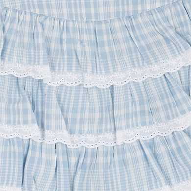 Girls 7-16 Tween Diva 2-Piece Smocked Puff Sleeve Top & Tiered Skort Set