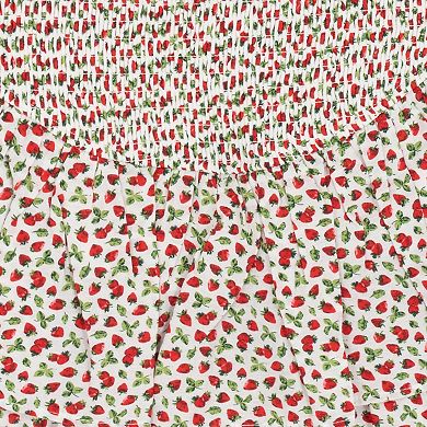 Juniors' Tween Diva 3-pc. Denim Vest & Strawberry Printed Tiered Skort Set