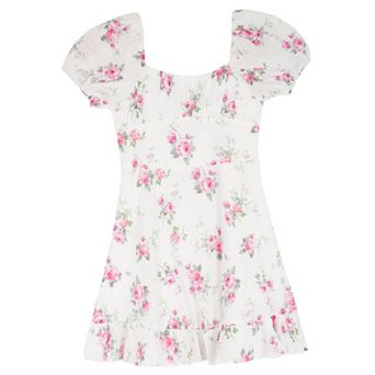 Girls 7-16 Rare Editions Clip Dot Puff Sleeve Dress