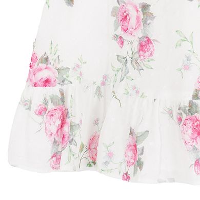 Girls 7-16 Rare Editions Clip Dot Puff Sleeve Dress