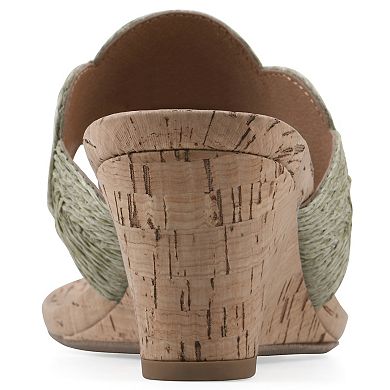 White Mountain Women's Wedge Thong Sandals