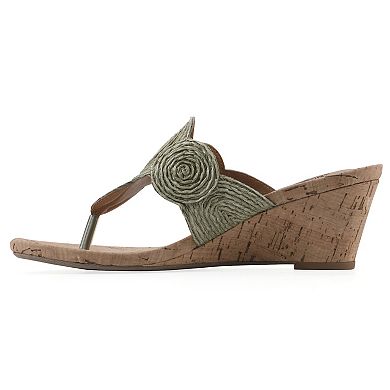 White Mountain Women's Wedge Thong Sandals