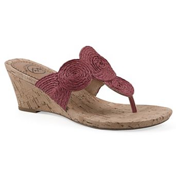White Mountain Women's Wedge Thong Sandals