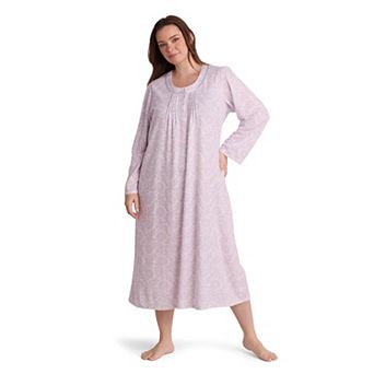 Plus Size Miss Elaine Essentials Honeycomb Long Nightgown
