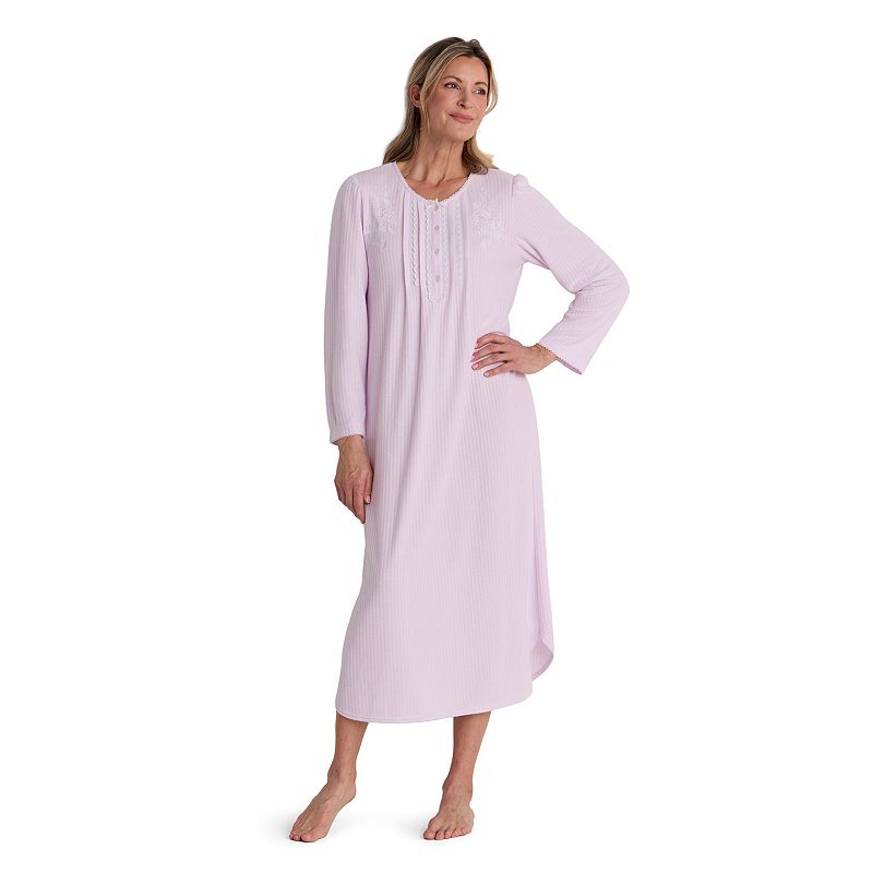 Petite Miss Elaine Essentials Honeycomb Long Nightgown, Women's,