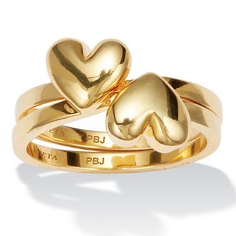 PalmBeach Jewelry 14k Yellow Gold-plated Double Heart Ring