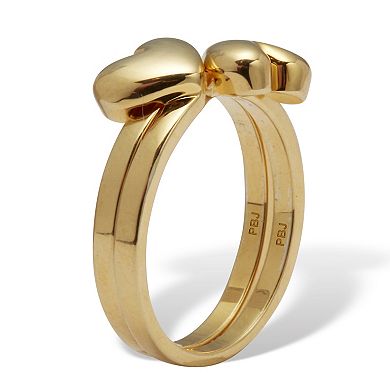 PalmBeach Jewelry 14k Yellow Gold-plated Double Heart Ring