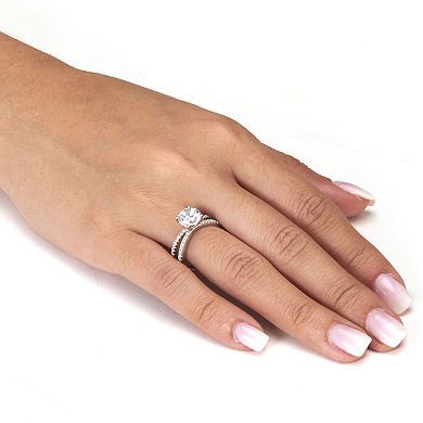 PalmBeach Jewelry 2.26 TCW Round Cubic Zirconia Sterling Silver Crossover Engagement Ring