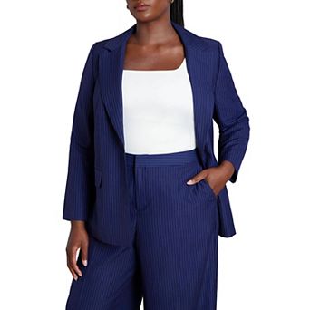 ELOQUII Women's Plus Size Pinstripe Blazer