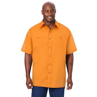 KingSize Men's Big & Tall Solid Wrinkle-Resistant Short Sleeve Button Down