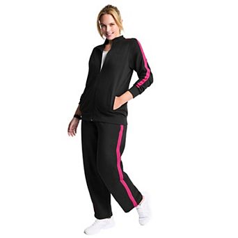 Woman Within Plus Size Side Stripe French Terry Zip Jacket