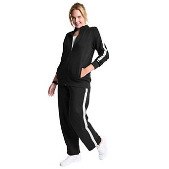 Woman Within Plus Size Active Side-Stripe Track Jacket