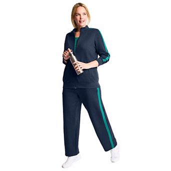 Woman Within Plus Size Active Side-Stripe Track Jacket