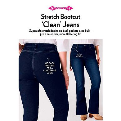 Woman Within Plus Size Stretch Bootcut Clean Jeans