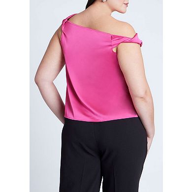 ELOQUII Women's Plus Size Twisted Satin Top
