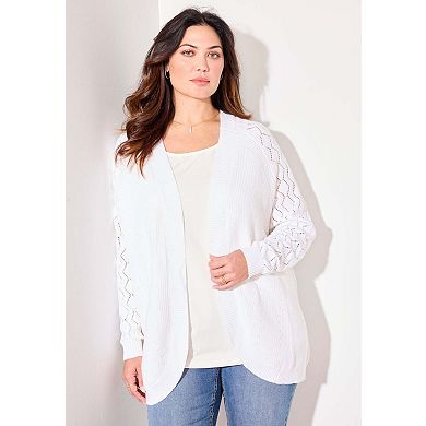 Catherines Women's Plus Size Shaker Stitch Cocoon Cardigan