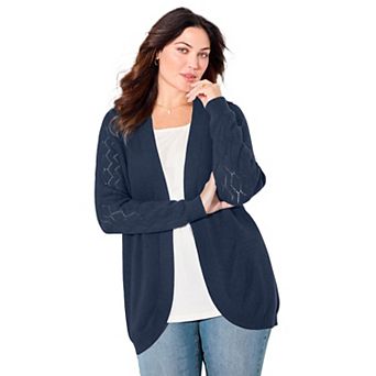 Catherines Women's Plus Size Shaker Stitch Cocoon Cardigan