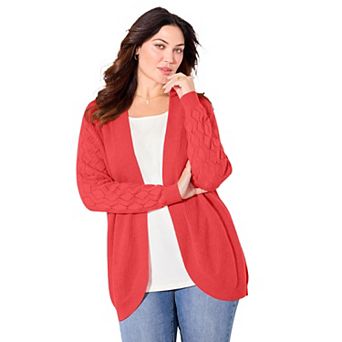 Catherines Women's Plus Size Shaker Stitch Cocoon Cardigan