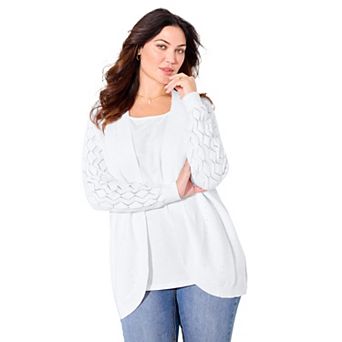 Catherines Women's Plus Size Shaker Stitch Cocoon Cardigan