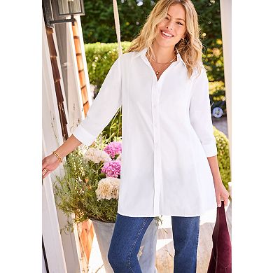 Woman Within Plus Size Perfect Pocket Long Shirt