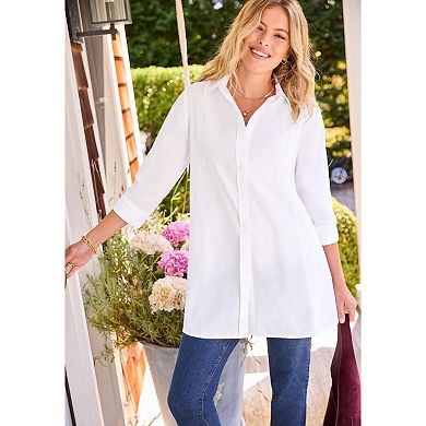 Woman Within Plus Size Perfect Pocket Long Shirt