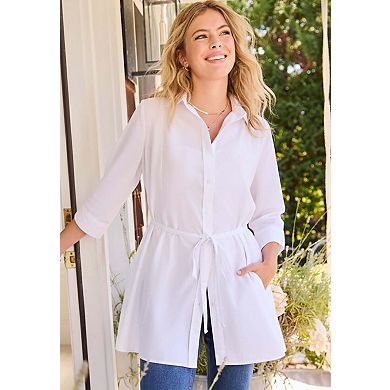 Woman Within Plus Size Perfect Pocket Long Shirt