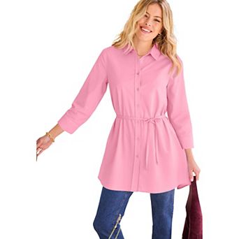 Woman Within Plus Size Perfect Pocket Long Shirt
