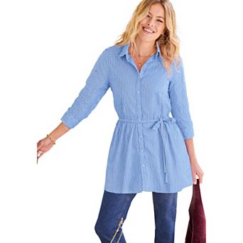 Woman Within Plus Size Perfect Pocket Long Shirt