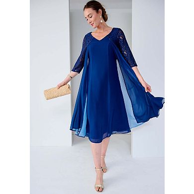 Jessica London Women's Plus Size A-Line Lace Overlay Dress